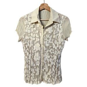 Vintage Y2K Womens Sheer Fairy Top Size S Floral Coquette Cottagecore Romantic